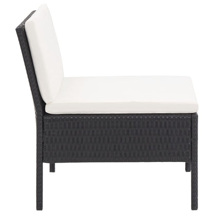 3-tlg. Garten-Lounge-Set mit Auflagen Poly Rattan Schwarz - Pazzar.ch