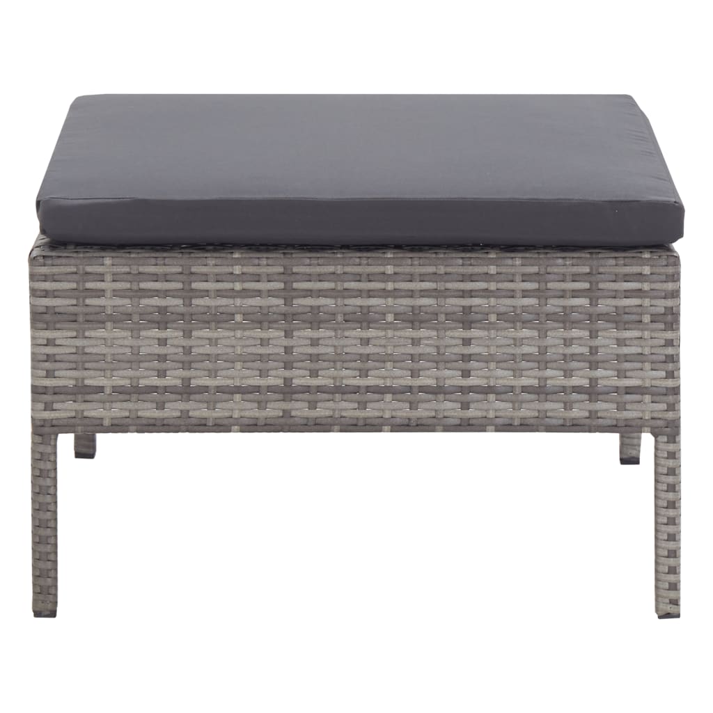 3-tlg. Garten-Lounge-Set mit Auflagen Poly Rattan Grau - Pazzar.ch