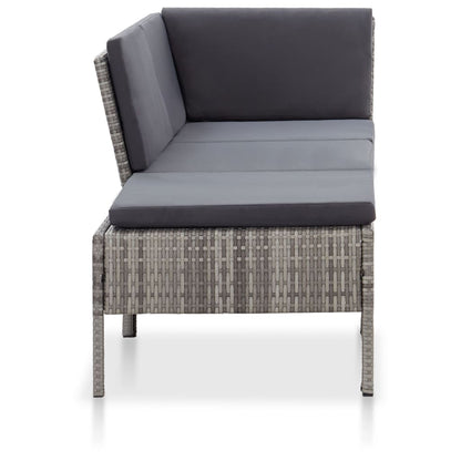 3-tlg. Garten-Lounge-Set mit Auflagen Poly Rattan Grau - Pazzar.ch