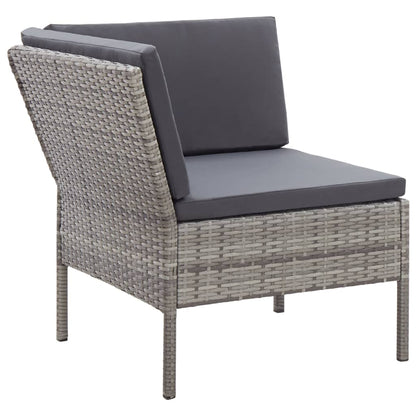 3-tlg. Garten-Lounge-Set mit Auflagen Poly Rattan Grau - Pazzar.ch