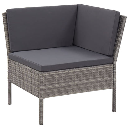 3-tlg. Garten-Lounge-Set mit Auflagen Poly Rattan Grau - Pazzar.ch