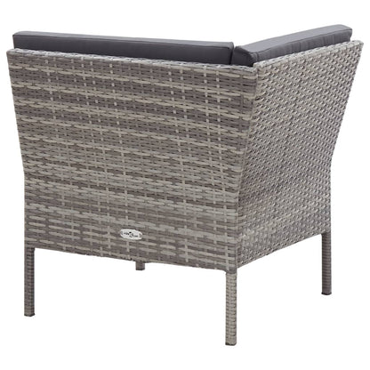 3-tlg. Garten-Lounge-Set mit Auflagen Poly Rattan Grau - Pazzar.ch