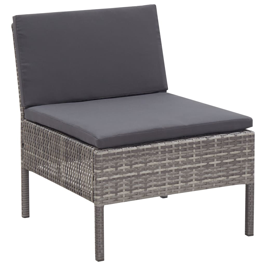 3-tlg. Garten-Lounge-Set mit Auflagen Poly Rattan Grau - Pazzar.ch