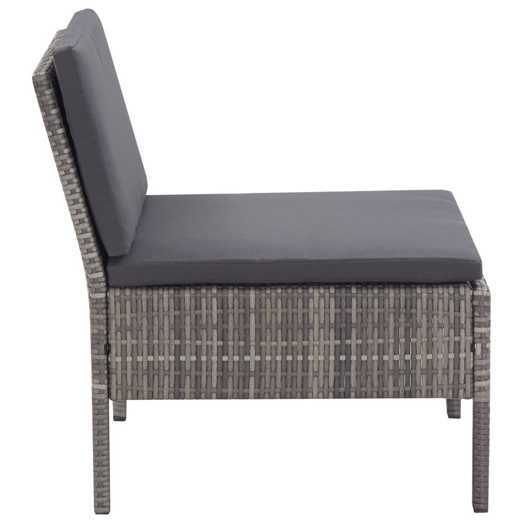 3-tlg. Garten-Lounge-Set mit Auflagen Poly Rattan Grau - Pazzar.ch