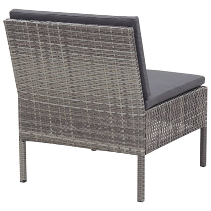 3-tlg. Garten-Lounge-Set mit Auflagen Poly Rattan Grau - Pazzar.ch