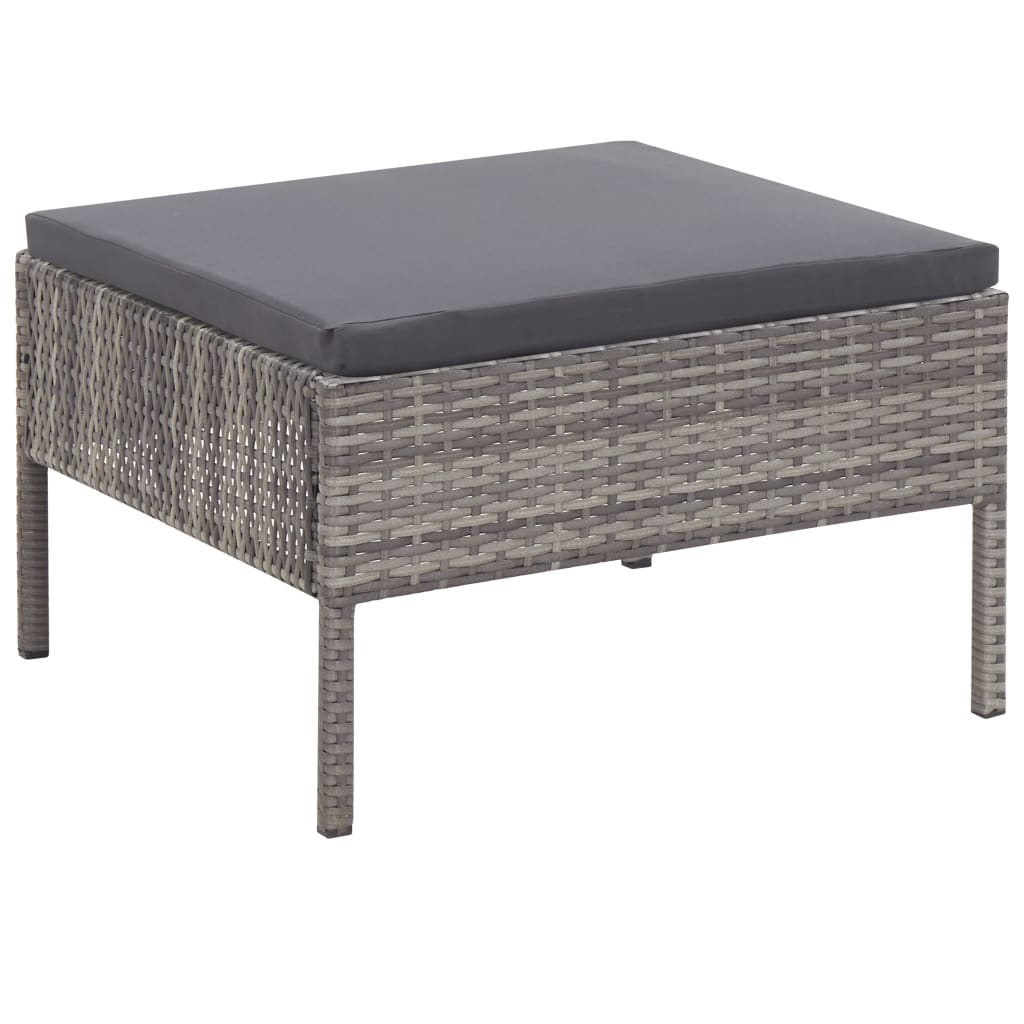 3-tlg. Garten-Lounge-Set mit Auflagen Poly Rattan Grau - Pazzar.ch