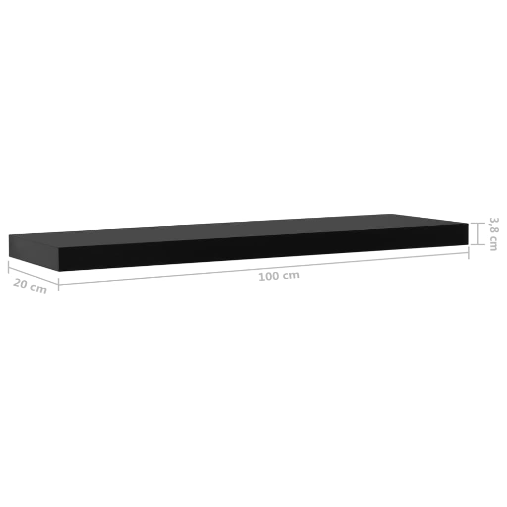 Schweberegale 2 Stk. Schwarz 100x20x3,8 cm - Pazzar.ch