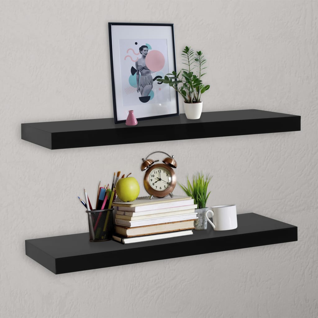 Schweberegale 2 Stk. Schwarz 100x20x3,8 cm - Pazzar.ch
