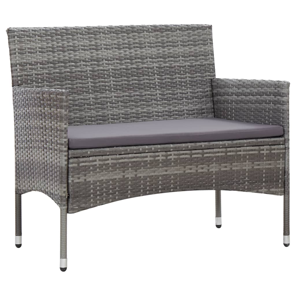 4-tlg. Garten-Lounge-Set mit Auflagen Poly Rattan Grau - Pazzar.ch