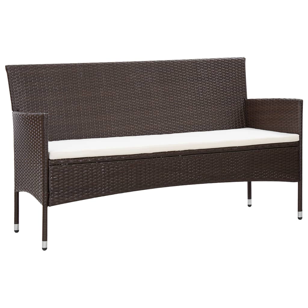 4-tlg. Garten-Lounge-Set mit Auflagen Poly Rattan Braun - Pazzar.ch