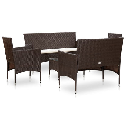 5-tlg. Garten-Lounge-Set mit Auflagen Poly Rattan Braun - Pazzar.ch