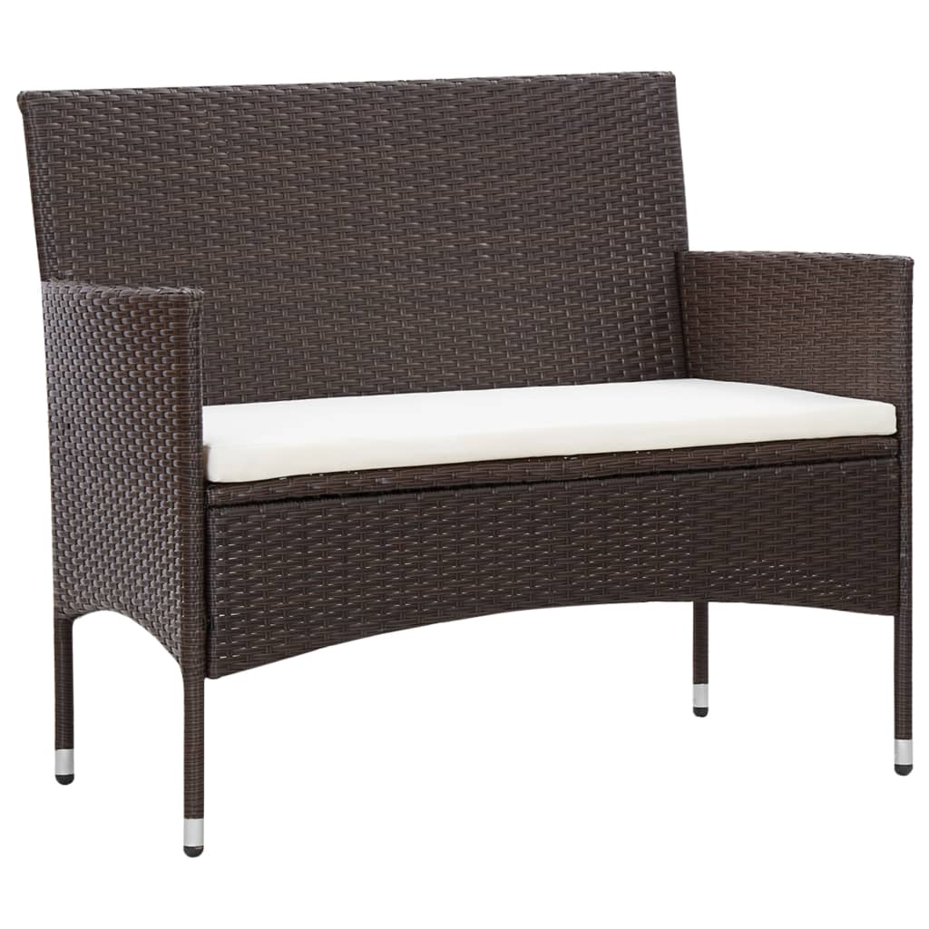 5-tlg. Garten-Lounge-Set mit Auflagen Poly Rattan Braun - Pazzar.ch