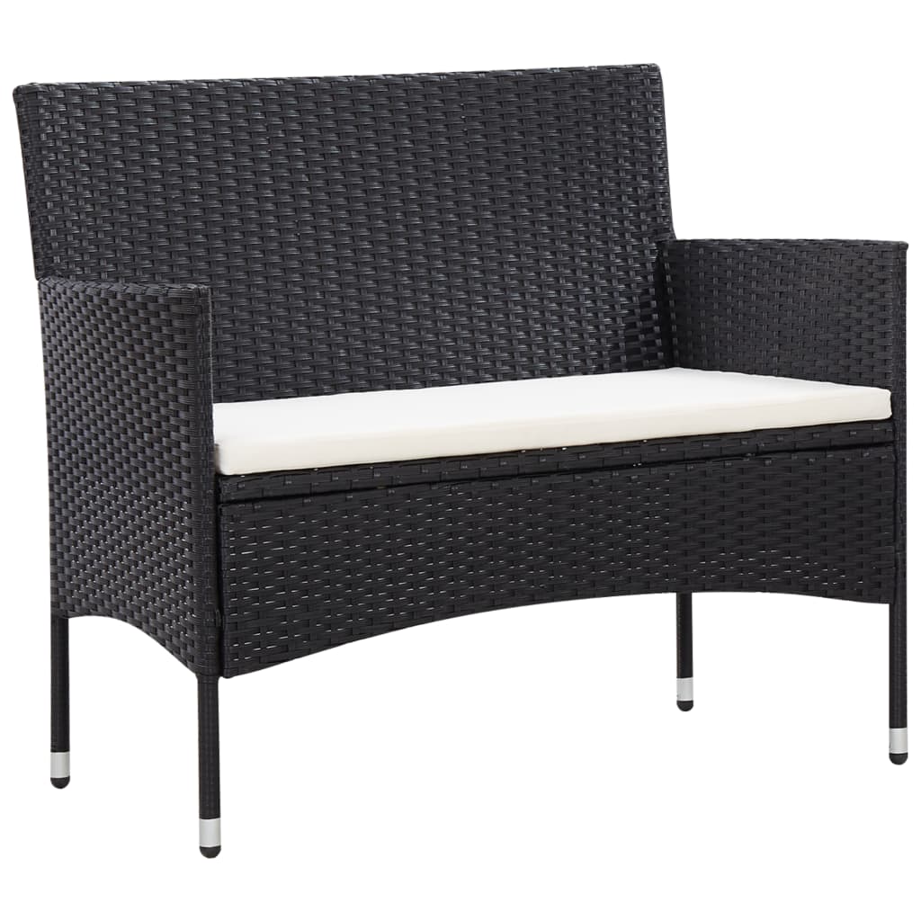 5-tlg. Garten-Lounge-Set mit Auflagen Poly Rattan Schwarz - Pazzar.ch