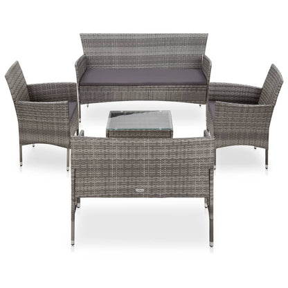 5-tlg. Garten-Lounge-Set mit Auflagen Poly Rattan Grau - Pazzar.ch
