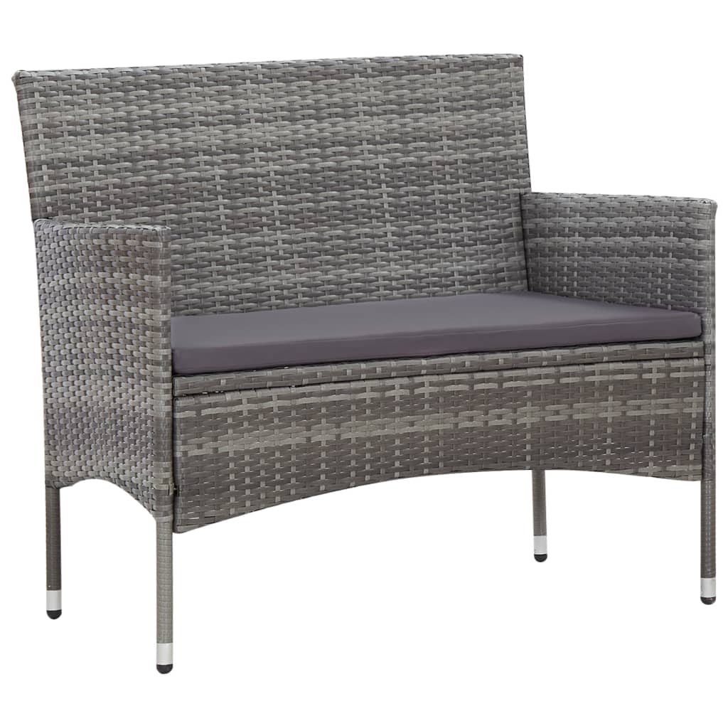 5-tlg. Garten-Lounge-Set mit Auflagen Poly Rattan Grau - Pazzar.ch