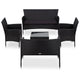 5-tlg. Garten-Lounge-Set mit Auflagen Poly Rattan Schwarz