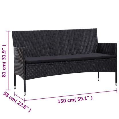 5-tlg. Garten-Lounge-Set mit Auflagen Poly Rattan Schwarz - Pazzar.ch