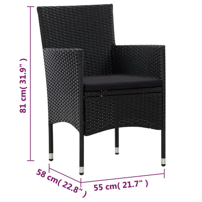 5-tlg. Garten-Lounge-Set mit Auflagen Poly Rattan Schwarz - Pazzar.ch