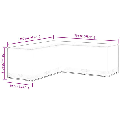 Gartenmöbel-Abdeckung L-Form 12 Ösen 250x250x90 cm - Pazzar.ch