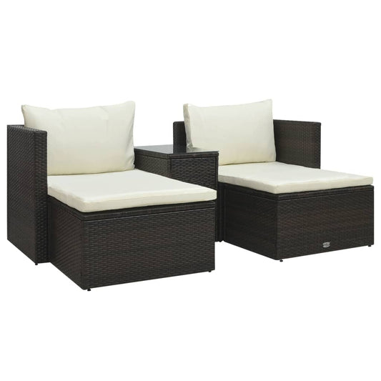 5-tlg. Garten-Lounge-Set mit Auflagen Poly Rattan Braun - Pazzar.ch