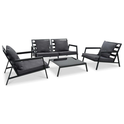 4-tlg. Garten-Lounge-Set mit Auflagen Aluminium Dunkelgrau - Pazzar.ch