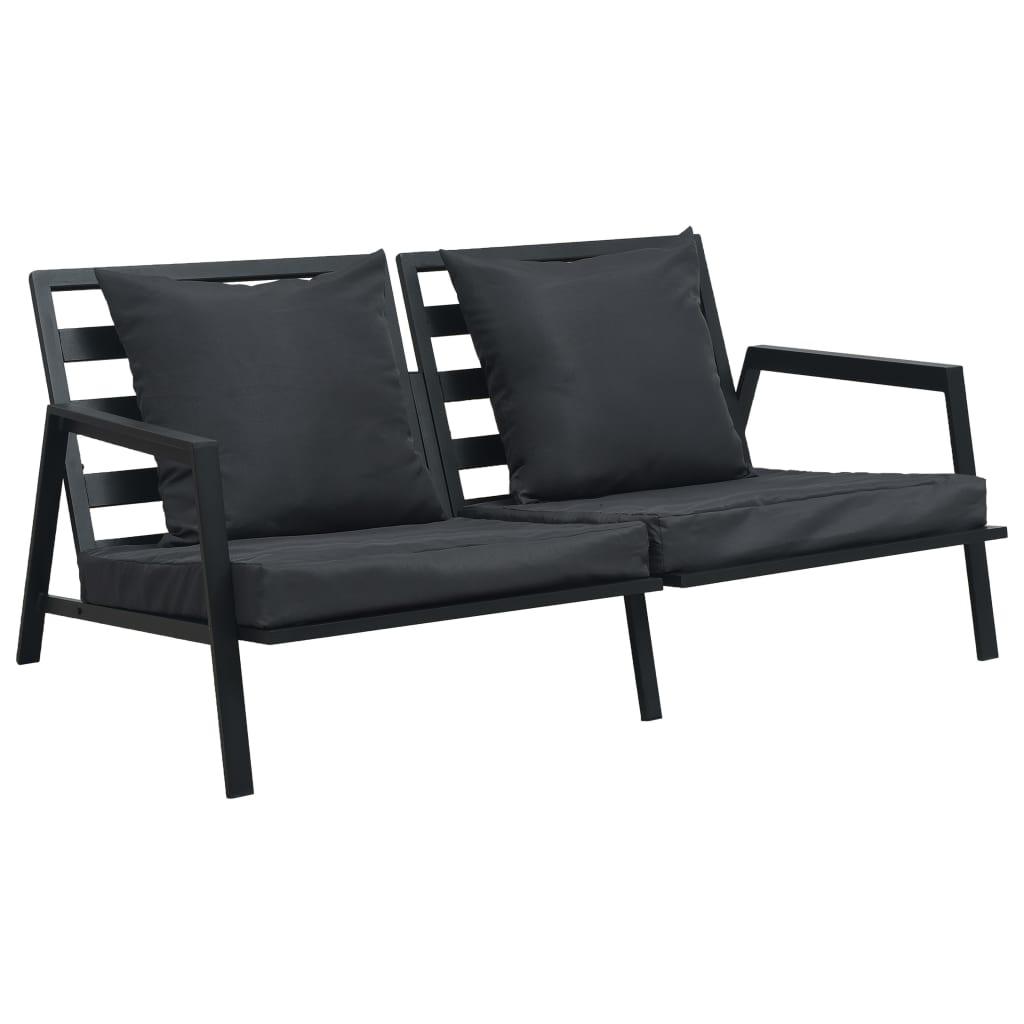 4-tlg. Garten-Lounge-Set mit Auflagen Aluminium Dunkelgrau - Pazzar.ch