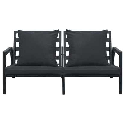 4-tlg. Garten-Lounge-Set mit Auflagen Aluminium Dunkelgrau - Pazzar.ch