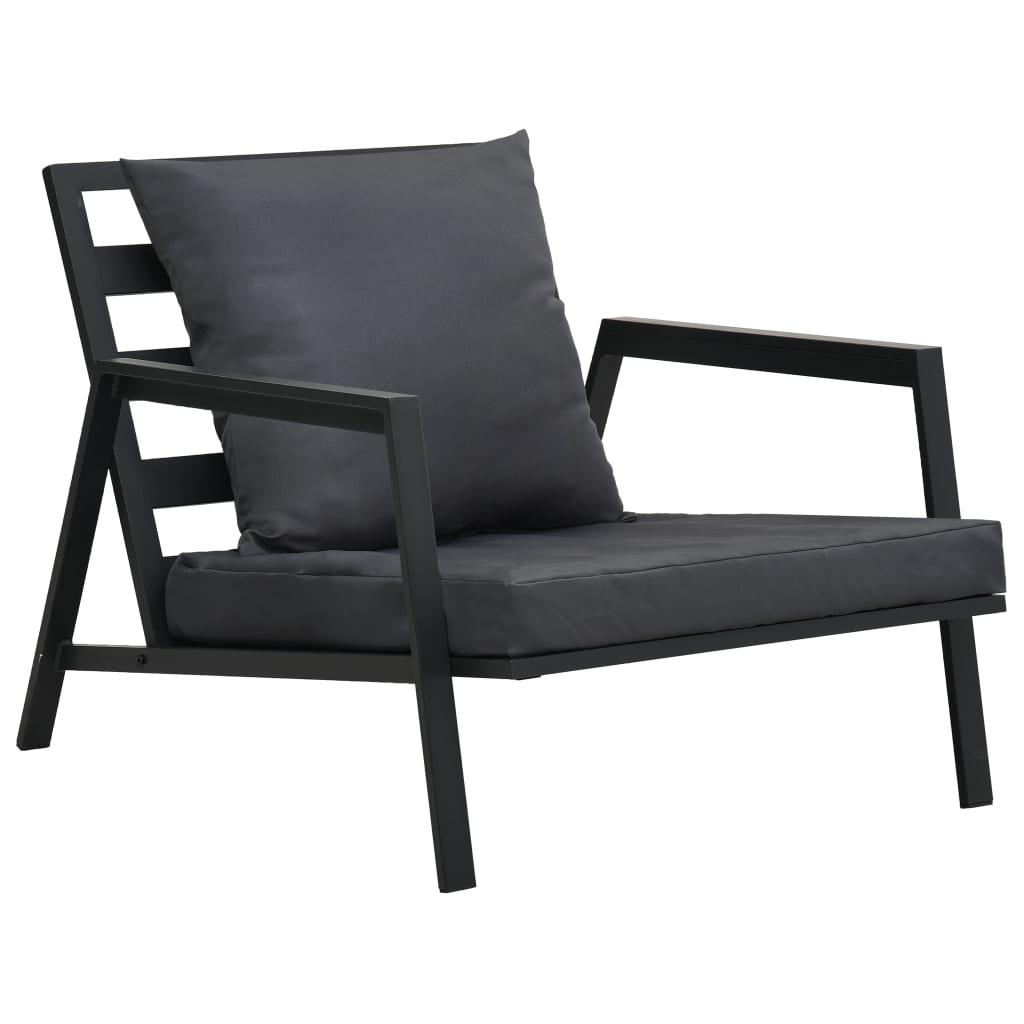 4-tlg. Garten-Lounge-Set mit Auflagen Aluminium Dunkelgrau - Pazzar.ch