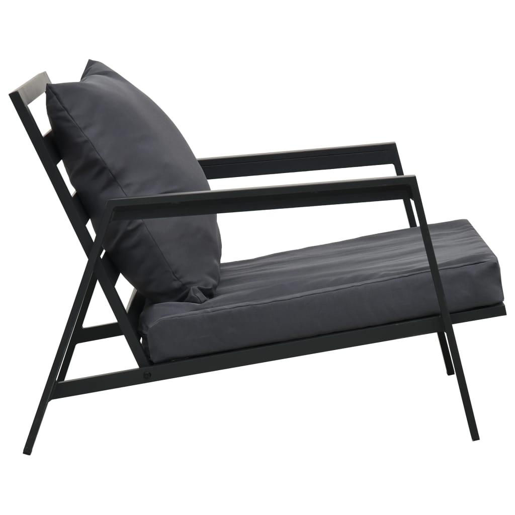 4-tlg. Garten-Lounge-Set mit Auflagen Aluminium Dunkelgrau - Pazzar.ch