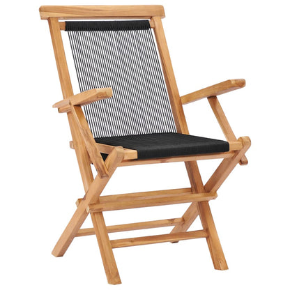 Klappbare Gartenstühle 2 Stk. Massivholz Teak und Seil - Pazzar.ch