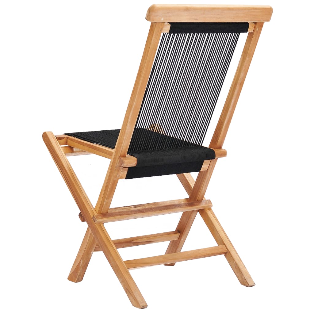 Klappbare Gartenstühle 2 Stk. Massivholz Teak und Seil - Pazzar.ch