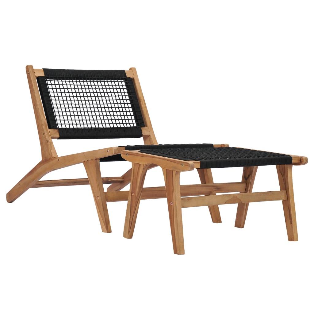 Sonnenliege mit Fußablage Massivholz Teak und Seil - Pazzar.ch