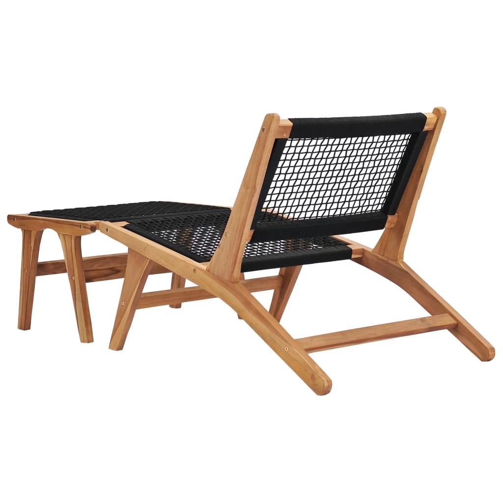 Sonnenliege mit Fußablage Massivholz Teak und Seil - Pazzar.ch