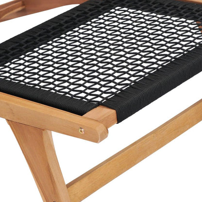 Sonnenliege mit Fußablage Massivholz Teak und Seil - Pazzar.ch