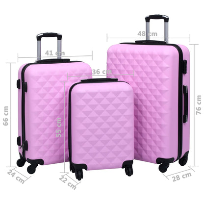Hartschalen-Trolley-Set 3 Stk. Rosa ABS - Pazzar.ch