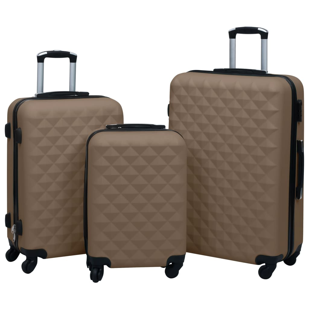 Hartschalen-Trolley-Set 3 Stk. Braun ABS - Pazzar.ch