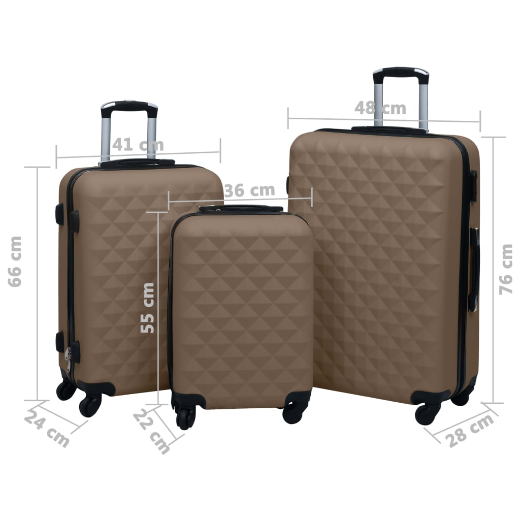 Hartschalen-Trolley-Set 3 Stk. Braun ABS - Pazzar.ch