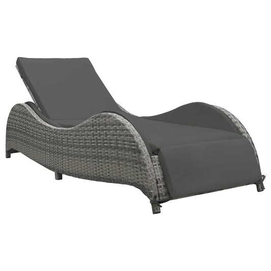 Sonnenliege mit Auflage Poly Rattan Anthrazit - Pazzar.ch