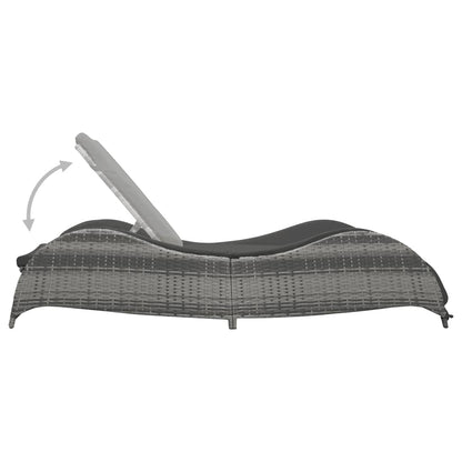 Sonnenliege mit Auflage Poly Rattan Anthrazit - Pazzar.ch