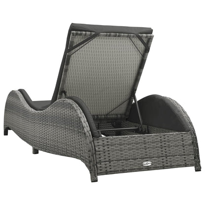 Sonnenliege mit Auflage Poly Rattan Anthrazit - Pazzar.ch