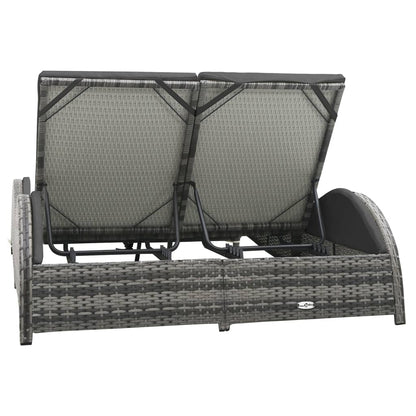 Doppel-Sonnenliege mit Auflage Poly Rattan Anthrazit - Pazzar.ch