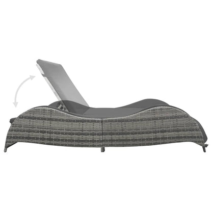 Doppel-Sonnenliege mit Auflage Poly Rattan Anthrazit - Pazzar.ch