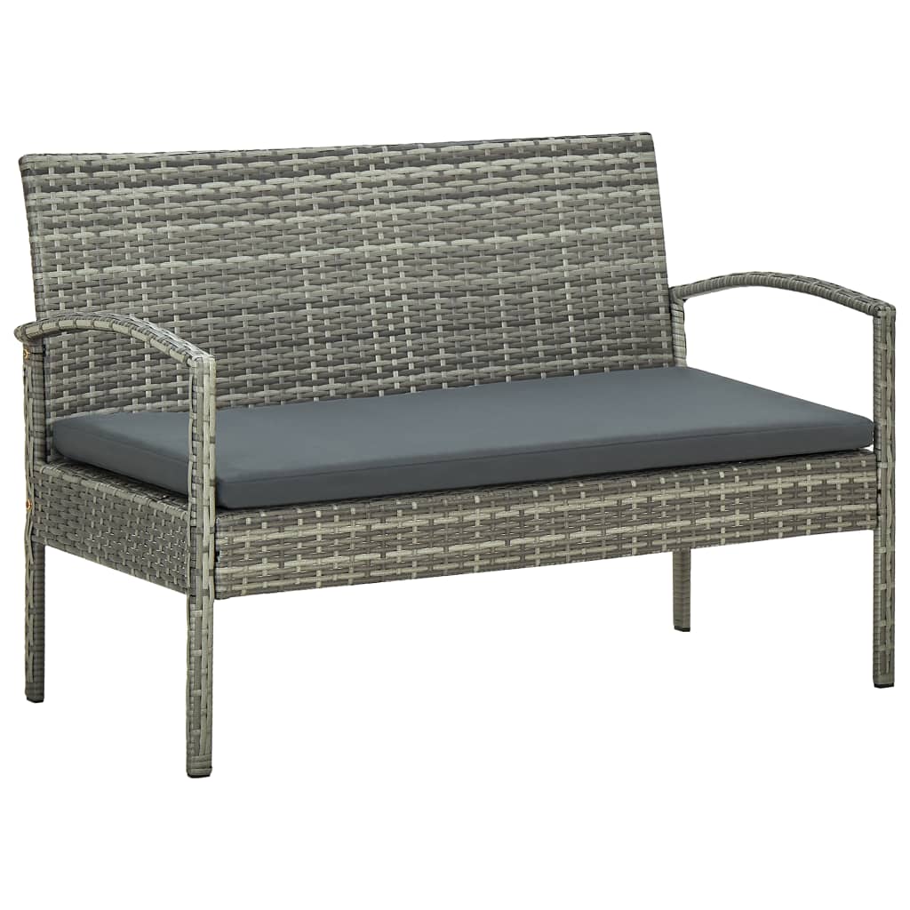 4-tlg. Garten-Lounge-Set mit Auflagen Poly Rattan Grau - Pazzar.ch