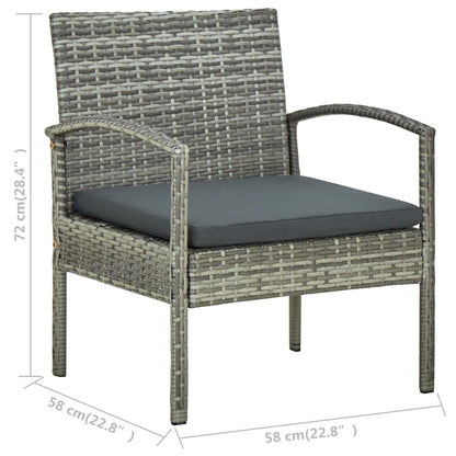 4-tlg. Garten-Lounge-Set mit Auflagen Poly Rattan Grau - Pazzar.ch