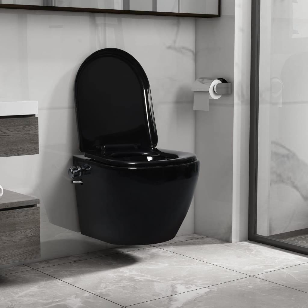 Wand-WC ohne Spülrand mit Bidet-Funktion Keramik Schwarz - Pazzar.ch