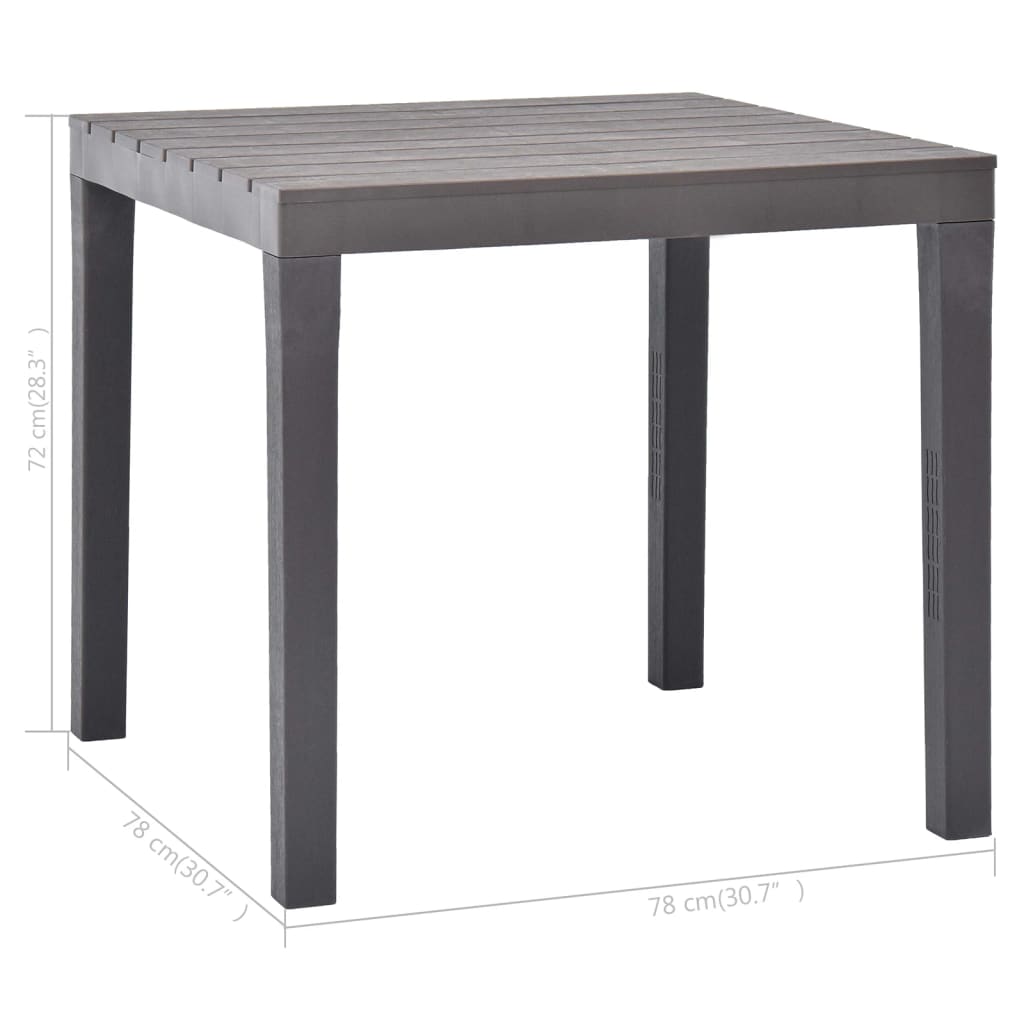 Gartentisch Moccafarben 78 x 78 x 72 cm Kunststoff
