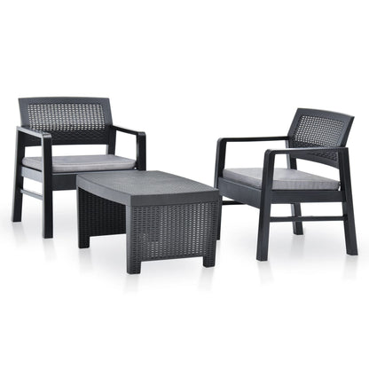 3-tlg. Garten-Lounge-Set Kunststoff Anthrazit - Pazzar.ch