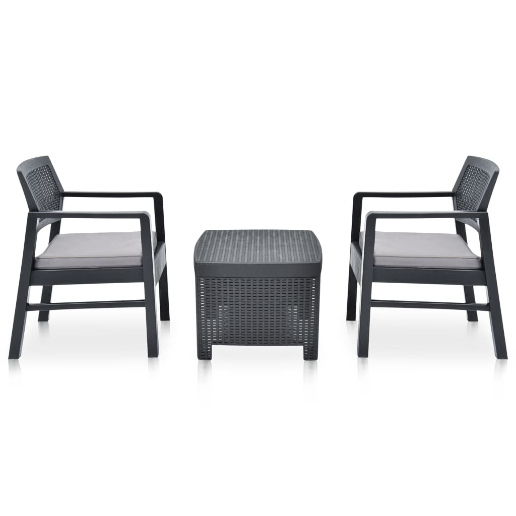 3-tlg. Garten-Lounge-Set Kunststoff Anthrazit - Pazzar.ch