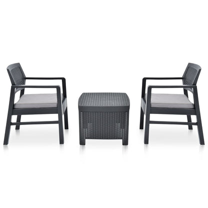 3-tlg. Garten-Lounge-Set Kunststoff Anthrazit - Pazzar.ch