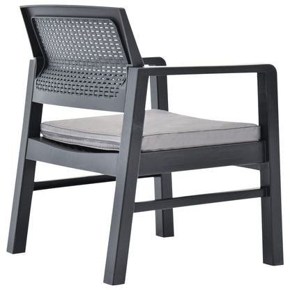 3-tlg. Garten-Lounge-Set Kunststoff Anthrazit - Pazzar.ch